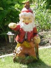 Gartenzwerg Wichtel XXL beleuchtet mit Reh Laterne  78 cm Garten Deko Figur Neu