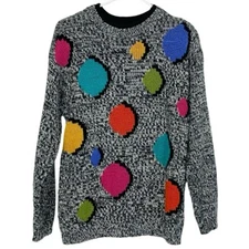 Vintage 80s 90s Gitano Multicolored Pullover Sweater Womens Small Geometric Dots