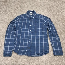 Abercrombie and Fitch Men's Button Up Shirt Long Sleeve Muscle Strip Blue Large
