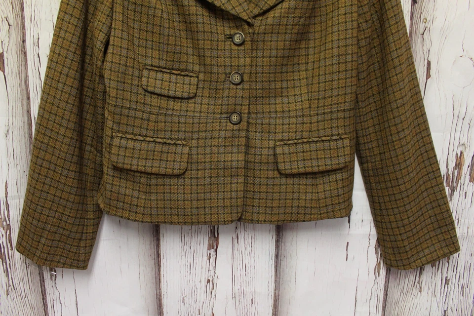 NWT Sundance Women 10P Blazer 100% Wool Jacket Pads Career Work Plaid Lining Foto 2 de 4