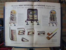 1930's KAYWOODIE PIPES - New York - LARGE 22 x 28 POSTER SIGN - DISPLAYS & SETS