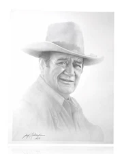 John Wayne 20x24 Lithograph By Artist Gary Saderup Signed Poster Marion Morrison