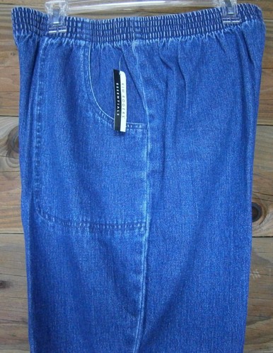 Kim Rogers Essentials Women's Dark Denim Jeans 18 Cotton 33-40x30 Elastic Waist - Picture 12 of 13