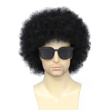 Afro Wig Black Curly Hair Wig 70s Outfits for MenRetro 70s Style Unisex Black