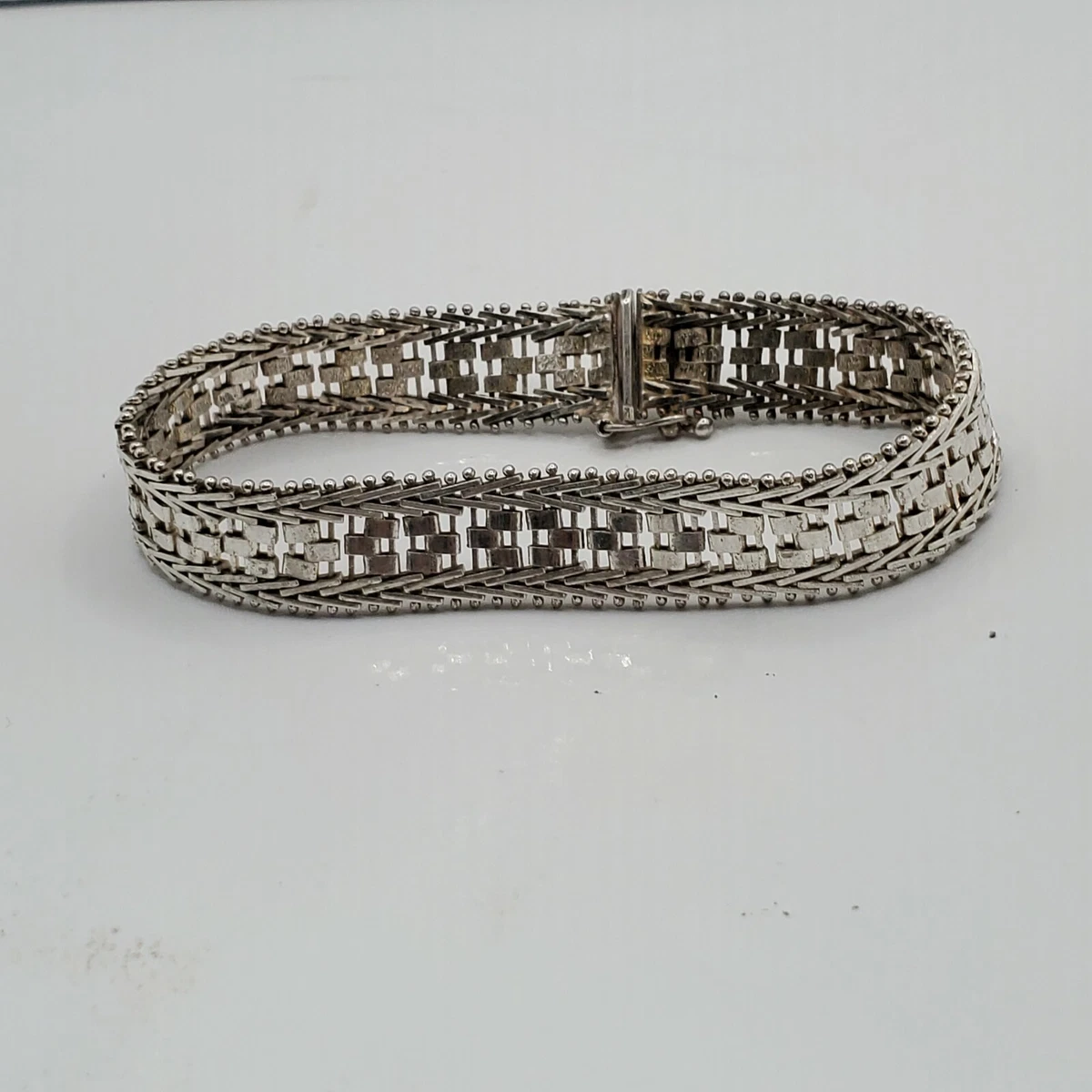 Milor Sterling Silver Bracelet Milan Italy Designer Herringbone Chevron Gift