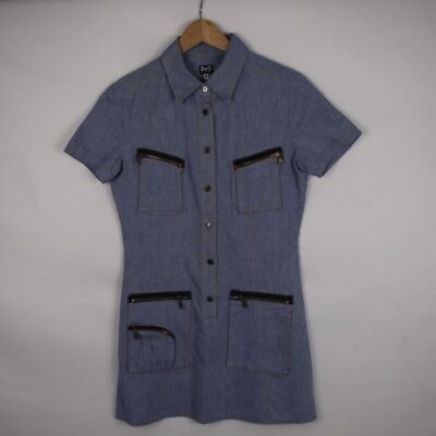 Dolce e Gabbana Womens Blue Cotton Dress Size 46