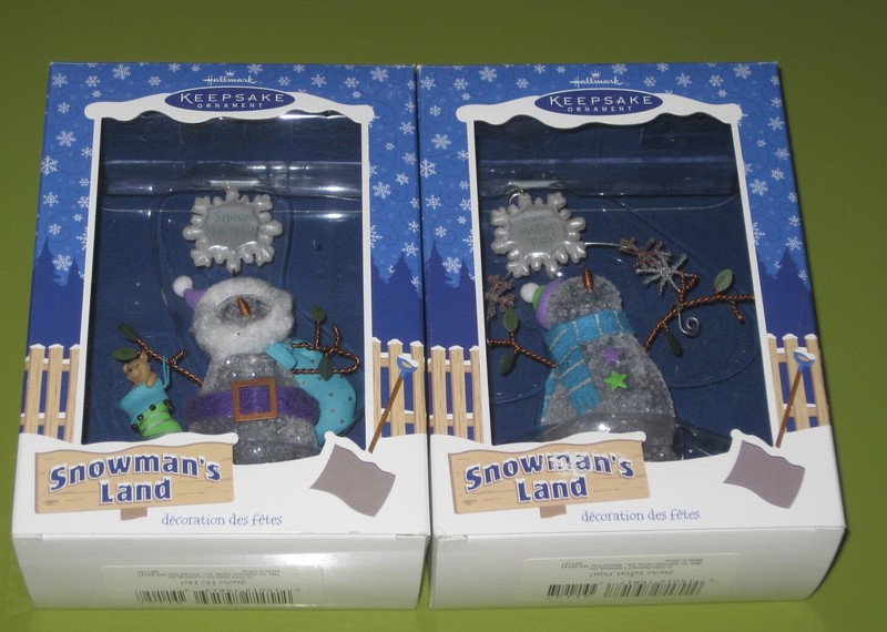 2 HALLMARK Snowman's Land Ornaments: 2003 Snow Ho Ho! & Snow What Fun!
