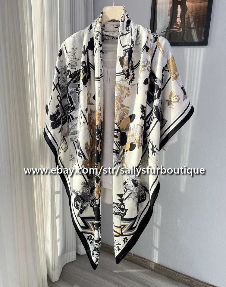 Sallys Boutique 70% Cashmere 30% Silk Wrap Scarf Aztec Print Square Shawl 53" - Image 2 of 4