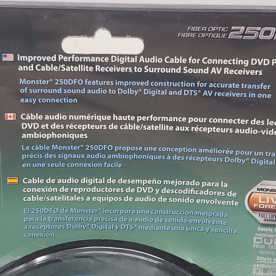 Monster Cable Digital Audio Surround Sound Fiber Optic 250DFO 2m/6.5ft - Image 4 of 4