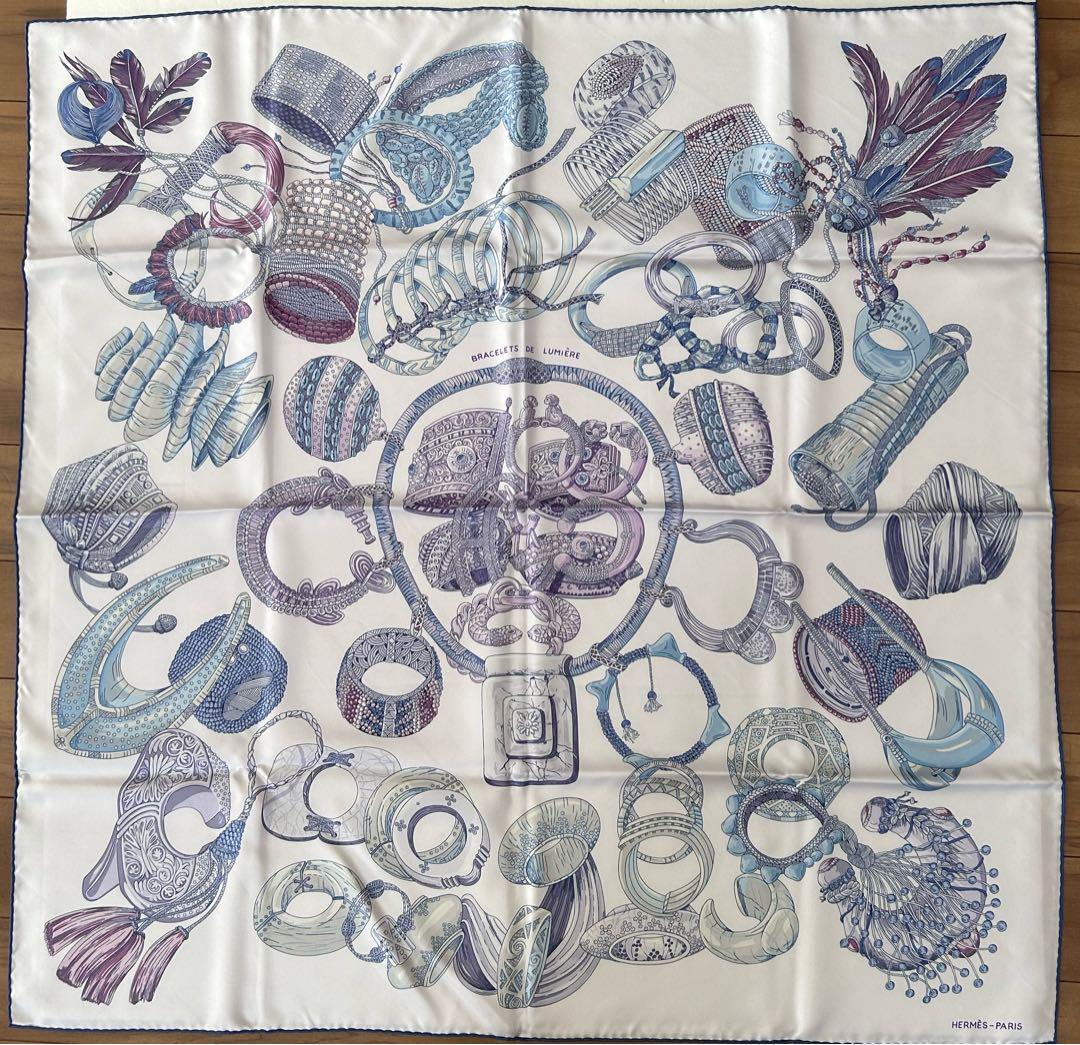 Hermes Carre 90 Scarf BRACELETS DE LUMIERE Bracelet of Light with Box J