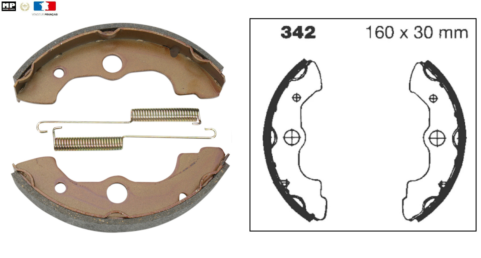 Mâchoires frein avant Ø160 garniture organique Honda TRX 350 Fourtrax 4x4 1986 1987 1988 1989