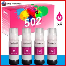 (4-Pack,Magenta) 502 Refill Ink Bottle T502 for EcoTank ET 4760 Printer