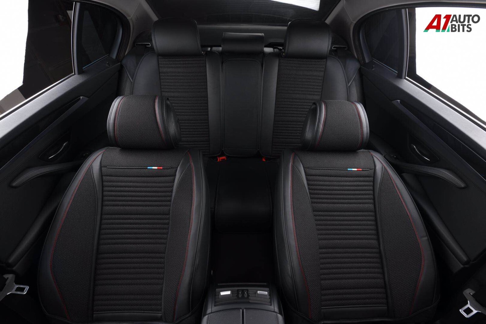 Luxury PU Leather & Black Fabric Full Set Car Seat Covers For Mitsubishi HQ