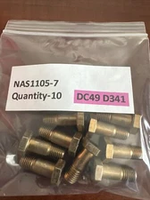 Qty-10  NAS1105-7   High Shear Bolt.    New.  DC49 D341