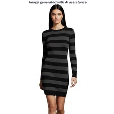 French Connection size 6 grey & black striped super soft sweater dress