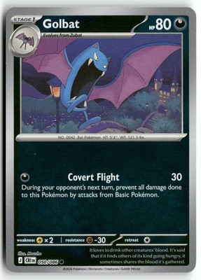 Golbat 050/086 Common Chaos Rising Pokemon Reverse Holo Near Mint