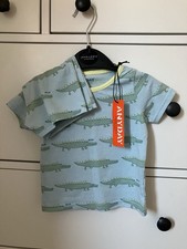 New John Lewis 6-9m Short sleeved 2 Piece Pyjama Set - Blue With Crocodiles