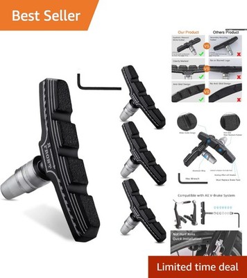 Durable 4PCS Mountain Bike Brake Pads for V-Brake Systems & Hex Wrench Included