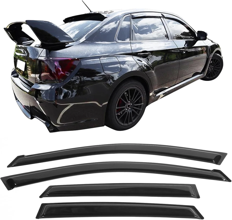 Window Visors for 2008-2014 Subaru Impreza WRX STI Smoke Tinted Acrylic - Image 4 of 4