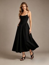 NWOT Farm Rio Cotton Black Sleeveless Midi Dress Size L