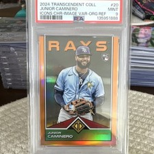 2024 Topps Transcendent Icons Chrome Junior Caminero Orange Refractor /25 PSA 9