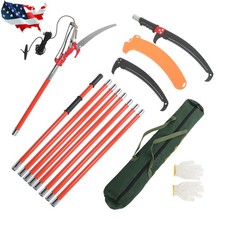 30FT Reach Pruning Saw Extendable 9-Position Locking Pole Orange Alloy Steel