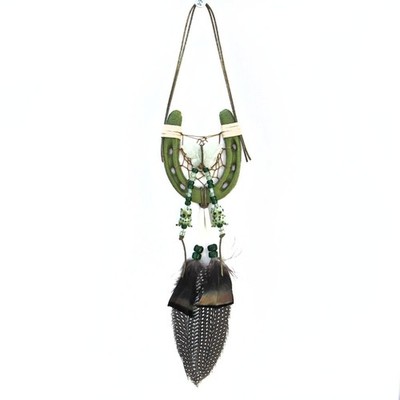 Handmade Cowgirl Green Horseshoe Dream Catcher Wall Hanging