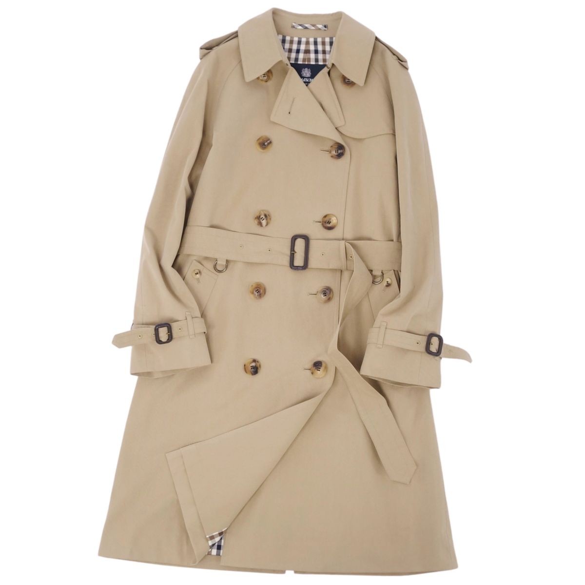 Aquascutum London Womens Beige Belted Trench Coat Size 4F S Preowned