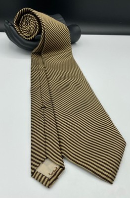 Tom James Custom Apparel Men's Silk Tie ~ Gold ~ Striped ~ Made in the USA!