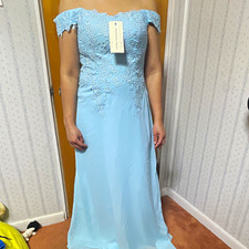 Make You Pretty More Blue Off Shoulder Lace Appliqu A-Line Full-Length Corset S