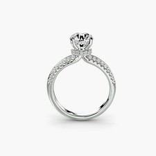 Solitaire Pavé Hidden Halo Ring 0.50ct–3.00ct with 0.36ct Side Stones for