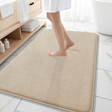 Memory Foam Large Bathroom Rugs 59X35, Absorbent Bath Mat, Beige