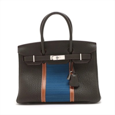 Hermès Birkin Club 30 Fjord x Veau Barenia x Ottoman Veil Bronze x Blue Thalassa
