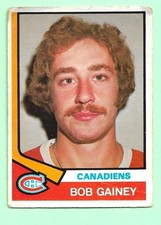 (1) BOB GAINEY 1974-75 O-PEE-CHEE # 388 CANADIENS ROOKIE CREASED CARD (N4110). rookie card picture
