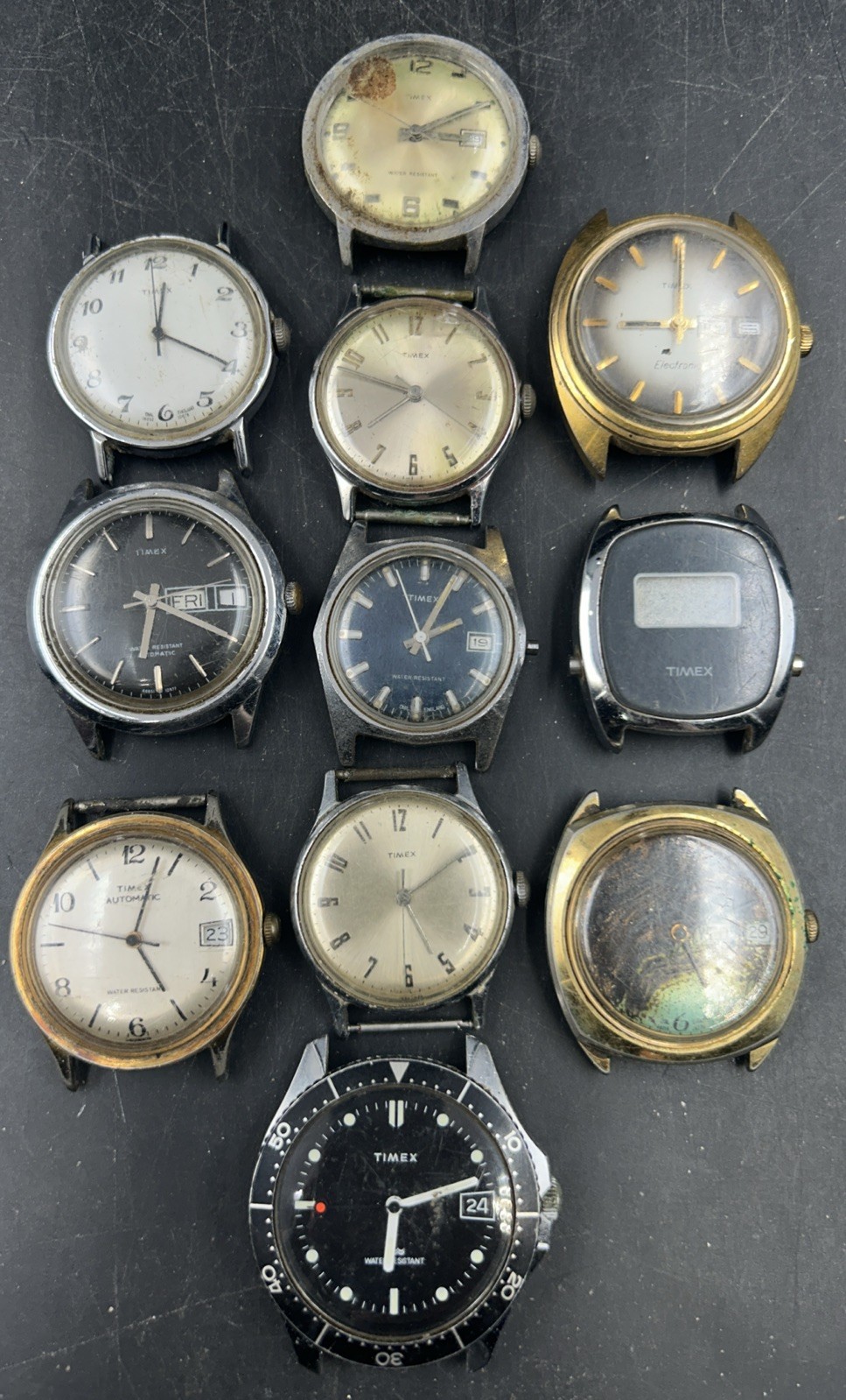 Lot Of 11 Mens Vintage Timex Watches Mech & Quartz Analog Digital, Indiglo +More