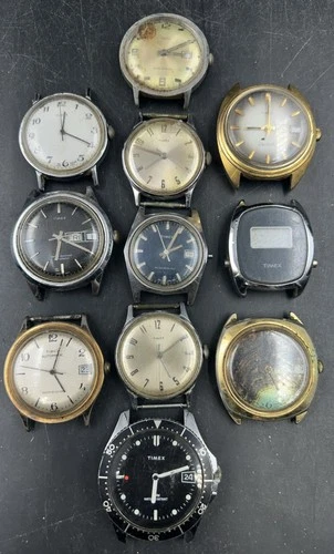 Lot Of 11 Mens Vintage Timex Watches Mech & Quartz Analog Digital, Indiglo +More