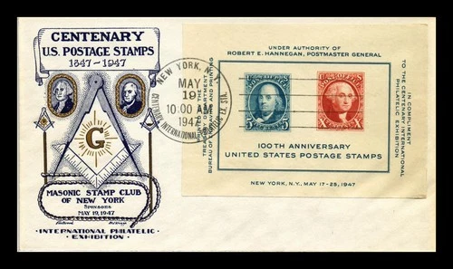 US COVER CIPEX SOUVENIR SHEET FDC SCOTT 948 MASONIC KNAPP FLEETWOOD CACHET