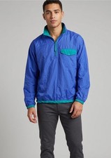90's Vintage L. L. Bean Men 1/4 Zip Windbreaker Blue Turquoise Made In USA Sz L