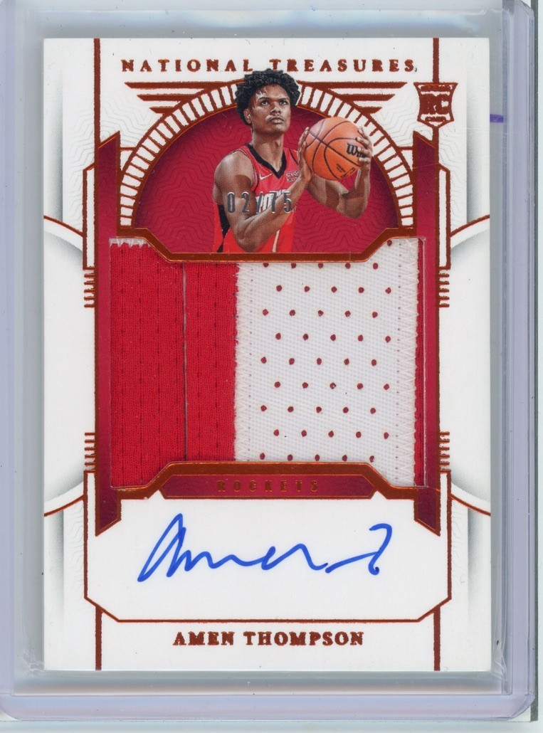 2023 PANINI NATIONAL TREASURES  AMEN THOMPSON ROOKIE PATCH AUTO /75 TRUE RPA