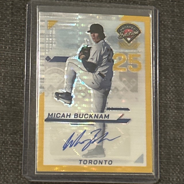 2025 Panini Prospect Edition Micah Bucknam Gold Pulsar Auto /10 RC Blue Jays