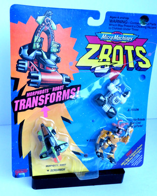 1993 Micro Machines Zbots (Morphbots Robot Screamor, Eyze, Z-Rolon) New, Sealed