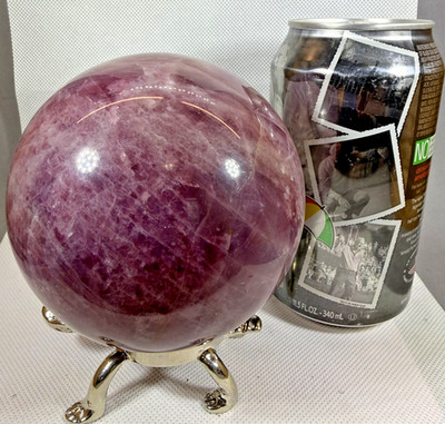 PURPLE ROSE QUARTZ SPHERE - 96 MM - 4'' -PURPLE - WHITE - TINGE OF YELLOW - WOW