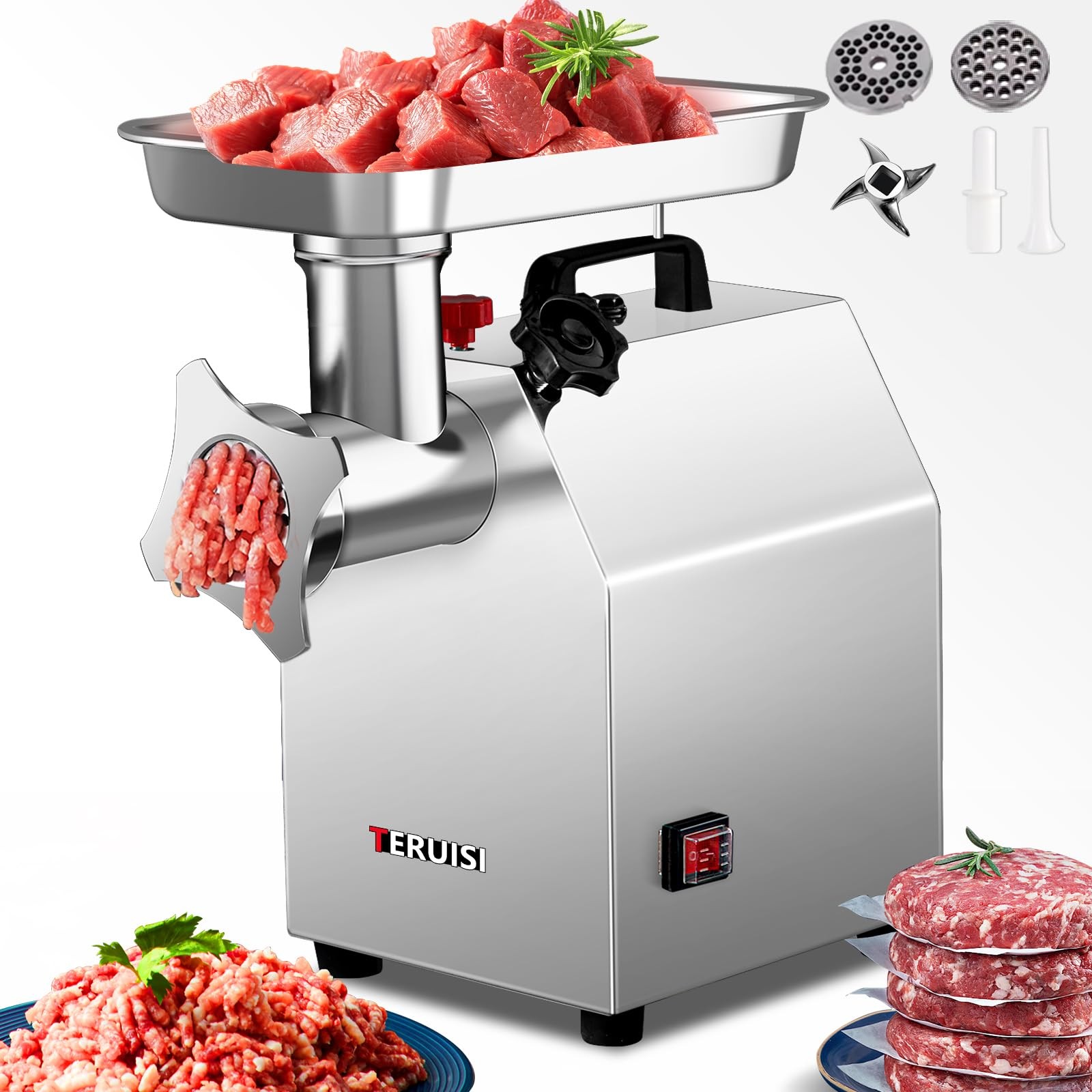 Heavy Duty 1100W Commercial Meat Grinder with Stainless Steel Construction