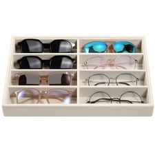 Emibele Sunglass Organizer Jewelry Tray, 8 Grids Velvet Glasses Watch Storage...