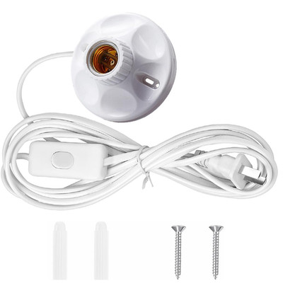 10FT E26/E27 Light Bulb Socket Cord with On/Off Switch 110V-250V Plug-In Lamp
