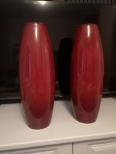 Western German Pottery Scheurich Vase X2 Deep Red Model 629-50 Mid Century