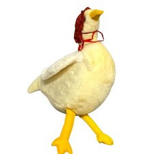 Vintage Eden Toys Goose Plush Doll Medium Yellow Red Bonnet Stuffed Toy