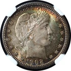 1902 Barber Quarter MS65+ NGC Stunning Rainbow Toner