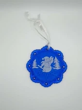 Fenton 100th Anniversary Cobalt Snowman Christmas Ornament 
