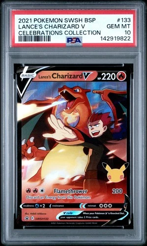 PSA 10 - 2021 POKEMON SWSH BLACK STAR PROMO 133 LANCE'S CHARIZARD V